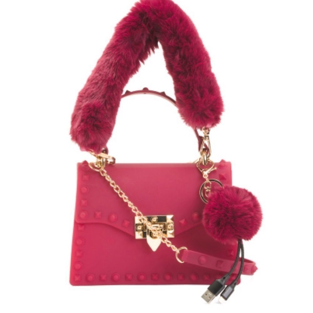 Most wanted jelly satchel faux fur